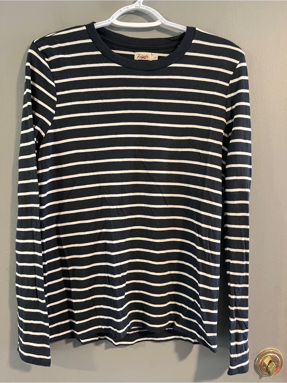 Faherty Women Blue Long Sleeve casual Striped T-Shirt Small Nautical